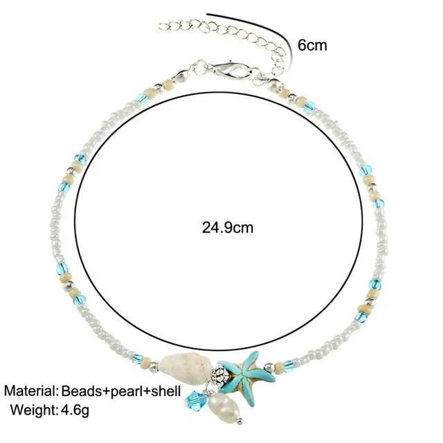 Handmade Sea Star & Shell Anklet