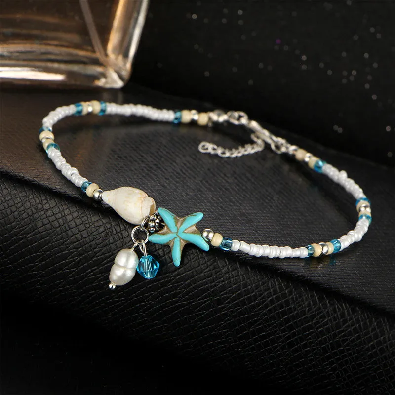 Handmade Sea Star & Shell Anklet