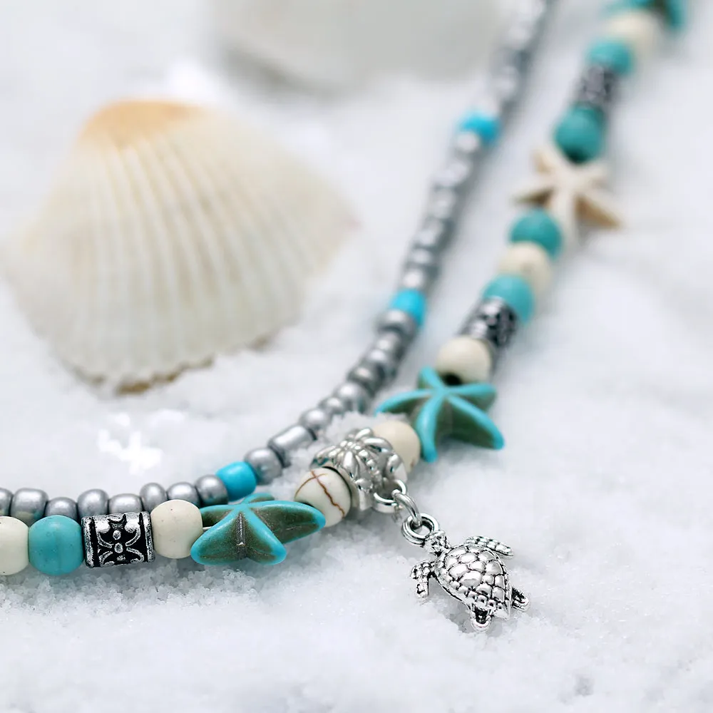 Handmade Sea Turtle & Shells Anklet