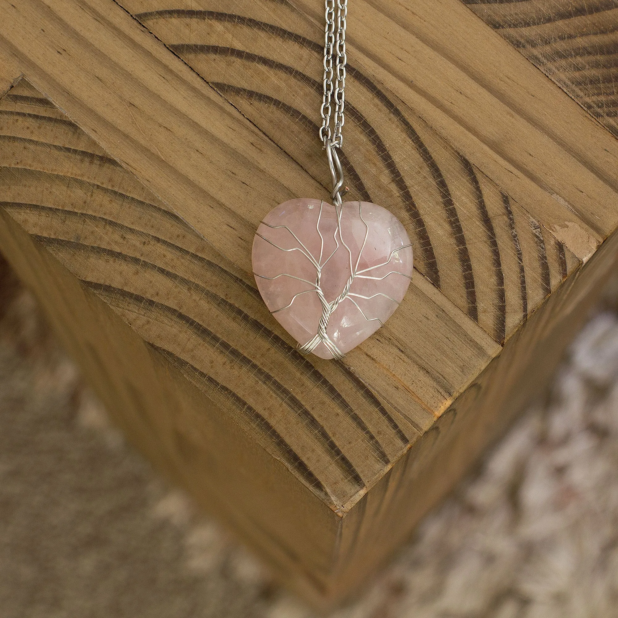 Heart Necklaces - Rose Quartz