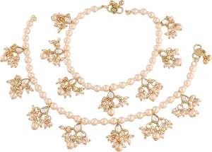 I Jewels Gold Plated Indian Wedding Bollywood Kundan Anklets for Women(A040W)