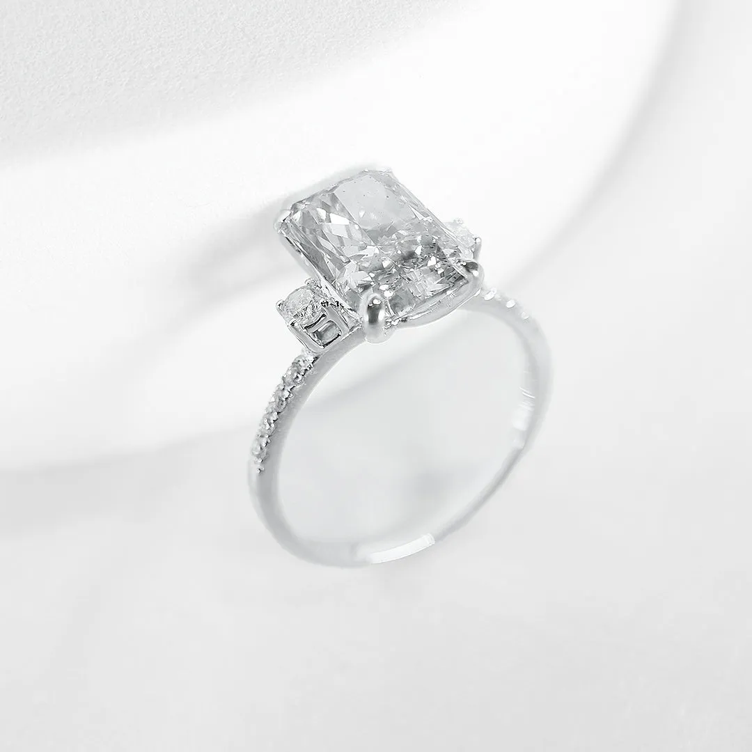 IGI CERTIFIED | 3.78cts J I1 Radiant Cut Diamond Engagement Ring 14kt