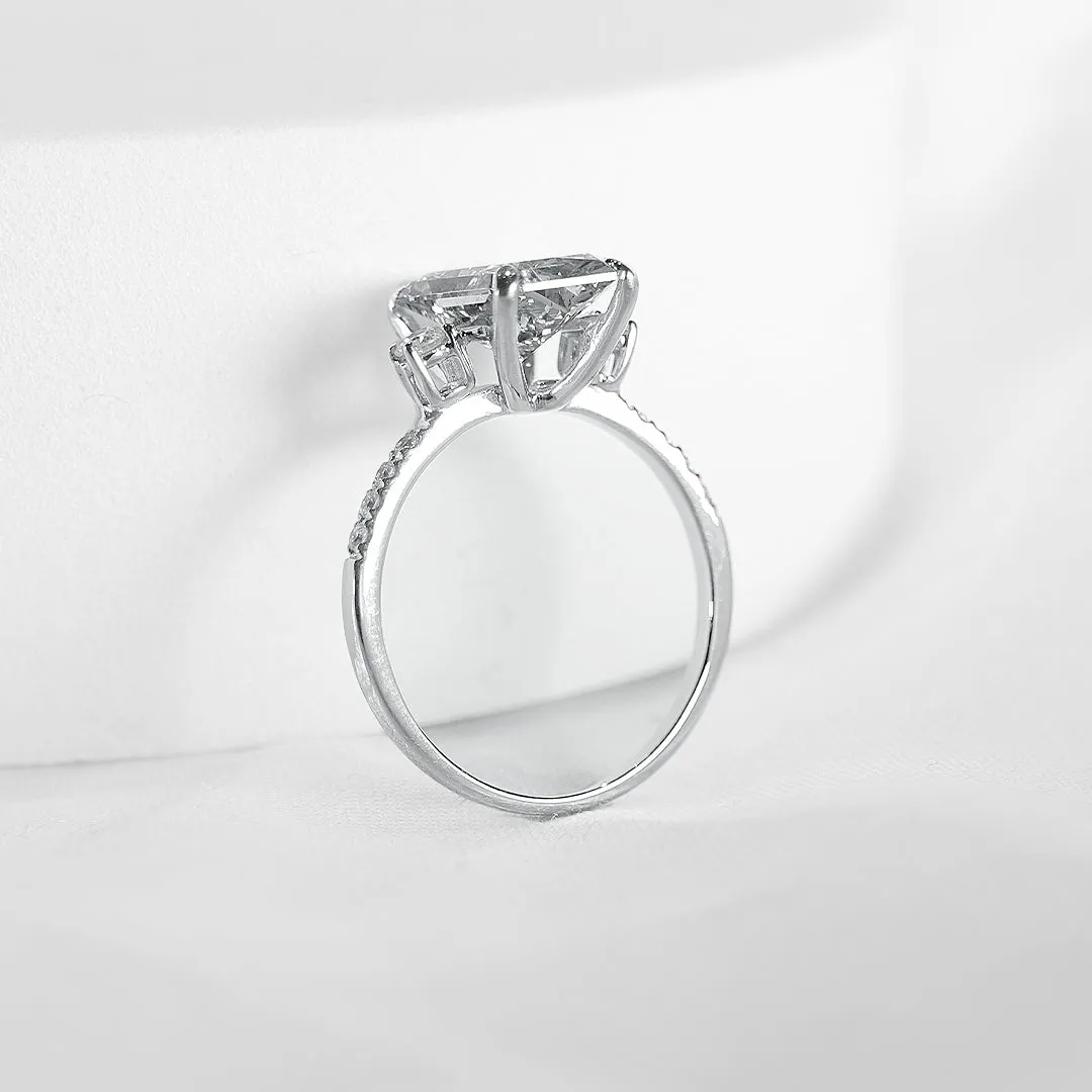IGI CERTIFIED | 3.78cts J I1 Radiant Cut Diamond Engagement Ring 14kt