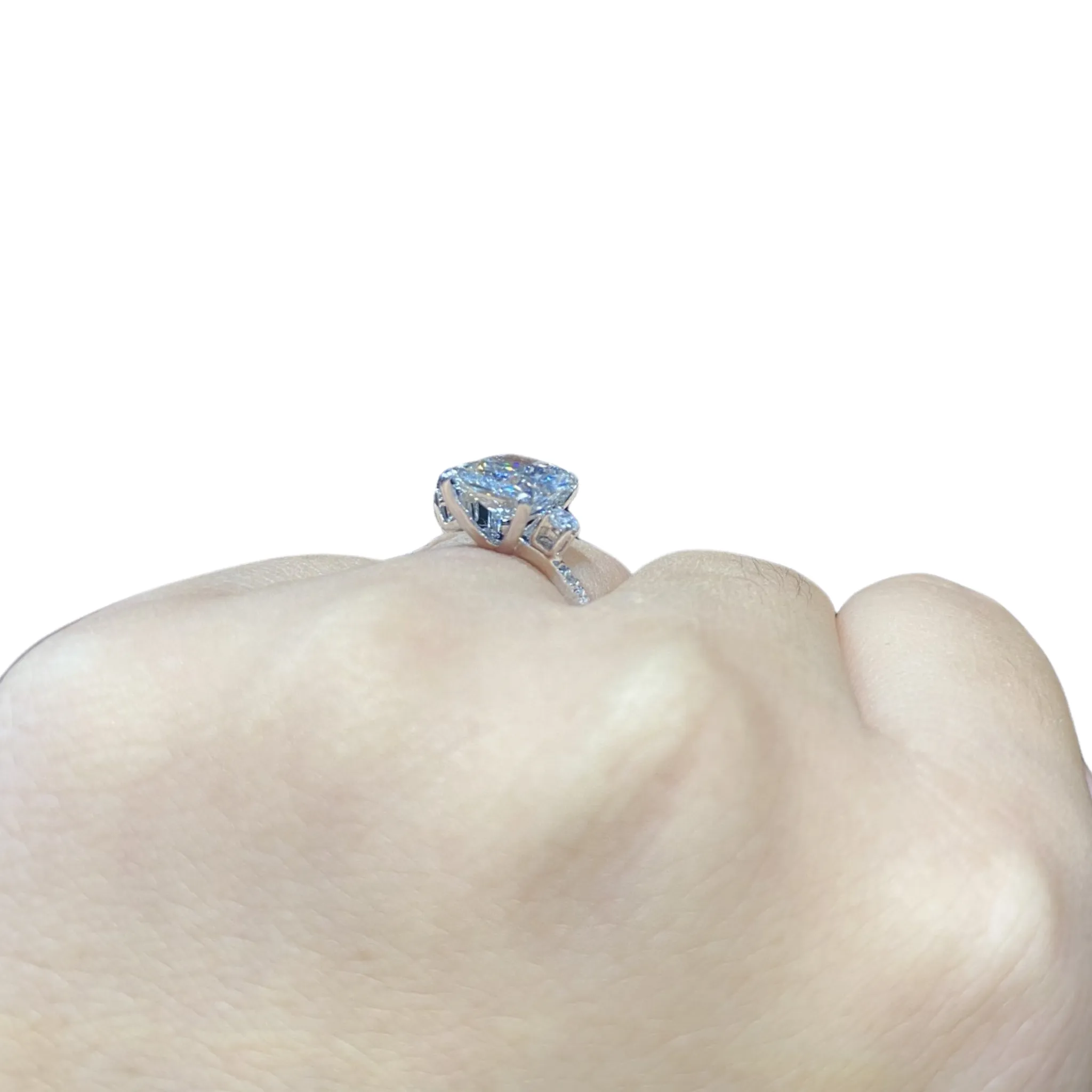 IGI CERTIFIED | 3.78cts J I1 Radiant Cut Diamond Engagement Ring 14kt