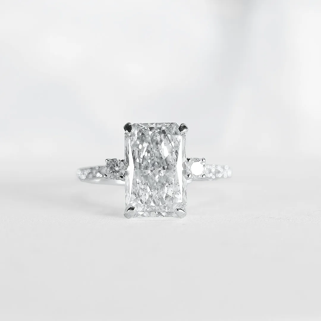 IGI CERTIFIED | 3.78cts J I1 Radiant Cut Diamond Engagement Ring 14kt