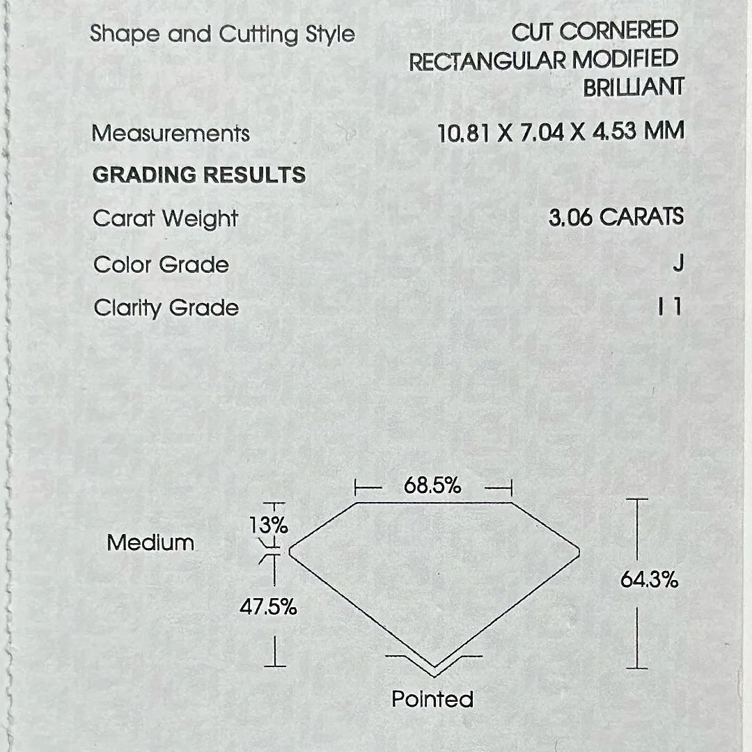 IGI CERTIFIED | 3.78cts J I1 Radiant Cut Diamond Engagement Ring 14kt