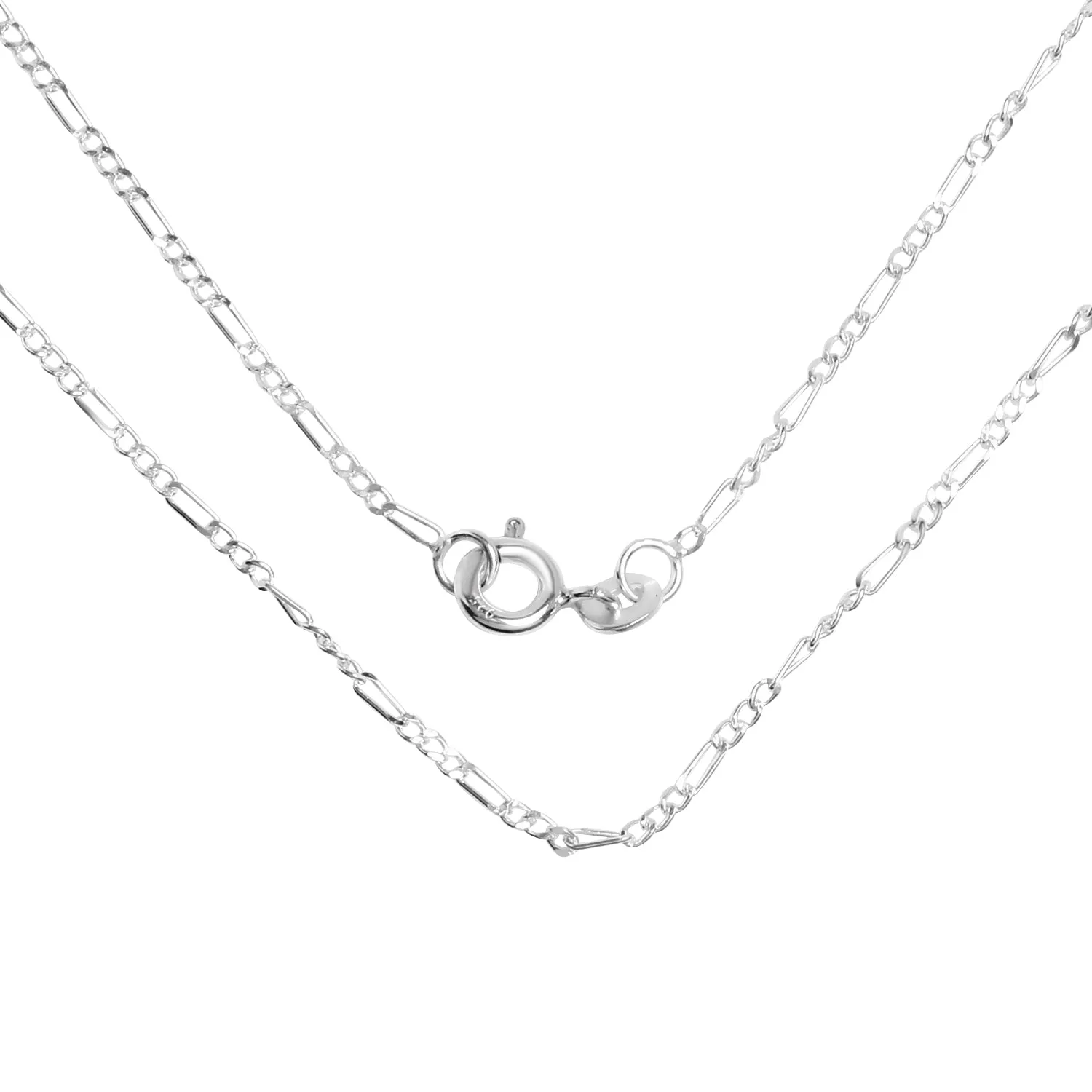 iJuels 925 Sterling Silver 2MM Italian Silver Figaro Chain Girls/Women/Boys/Men - IJSC005-18IN