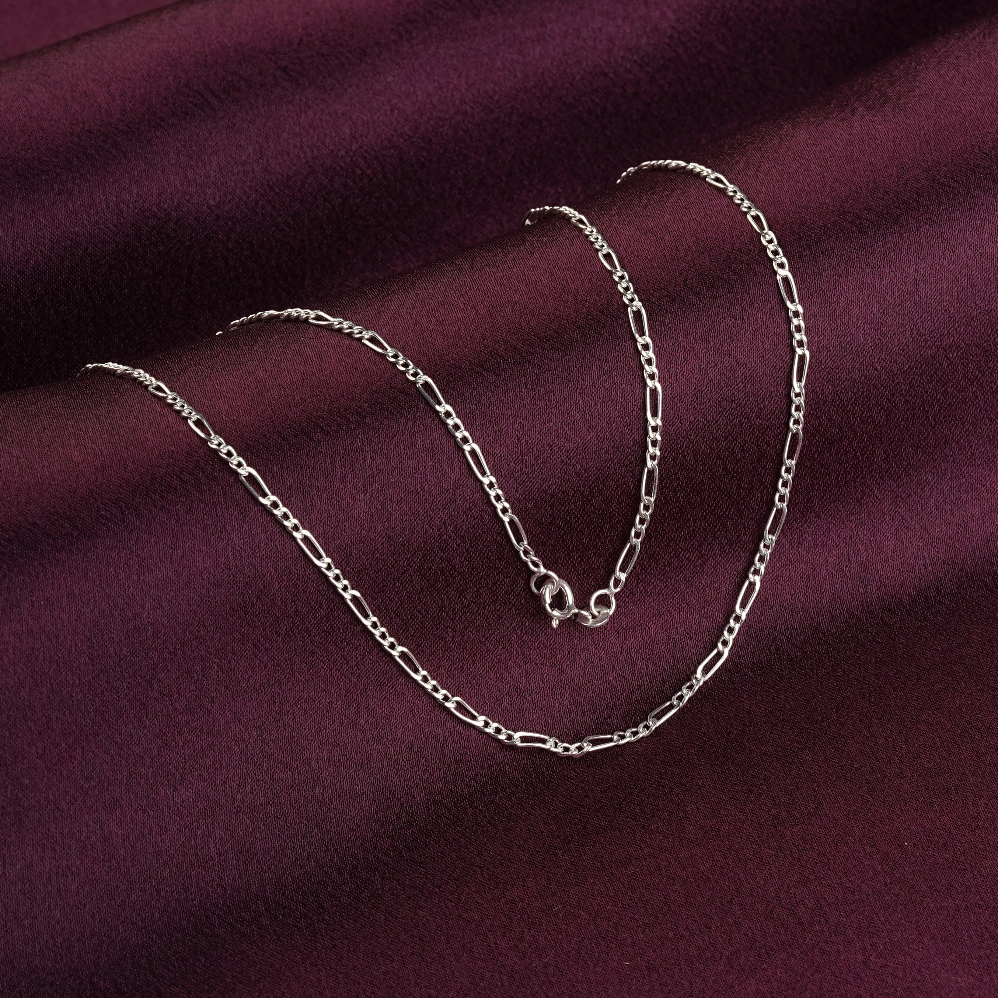 iJuels 925 Sterling Silver 2MM Italian Silver Figaro Chain Girls/Women/Boys/Men - IJSC005-18IN