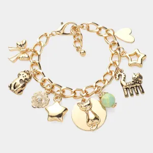 iLLASPARKZ Bow Cat Star Heart Charm Chunky Bracelet
