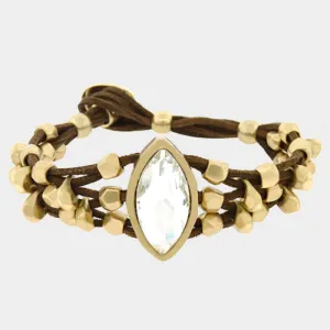 iLLASPARKZ Crystal Accented Chunky Metal Bead Suede Bracelet