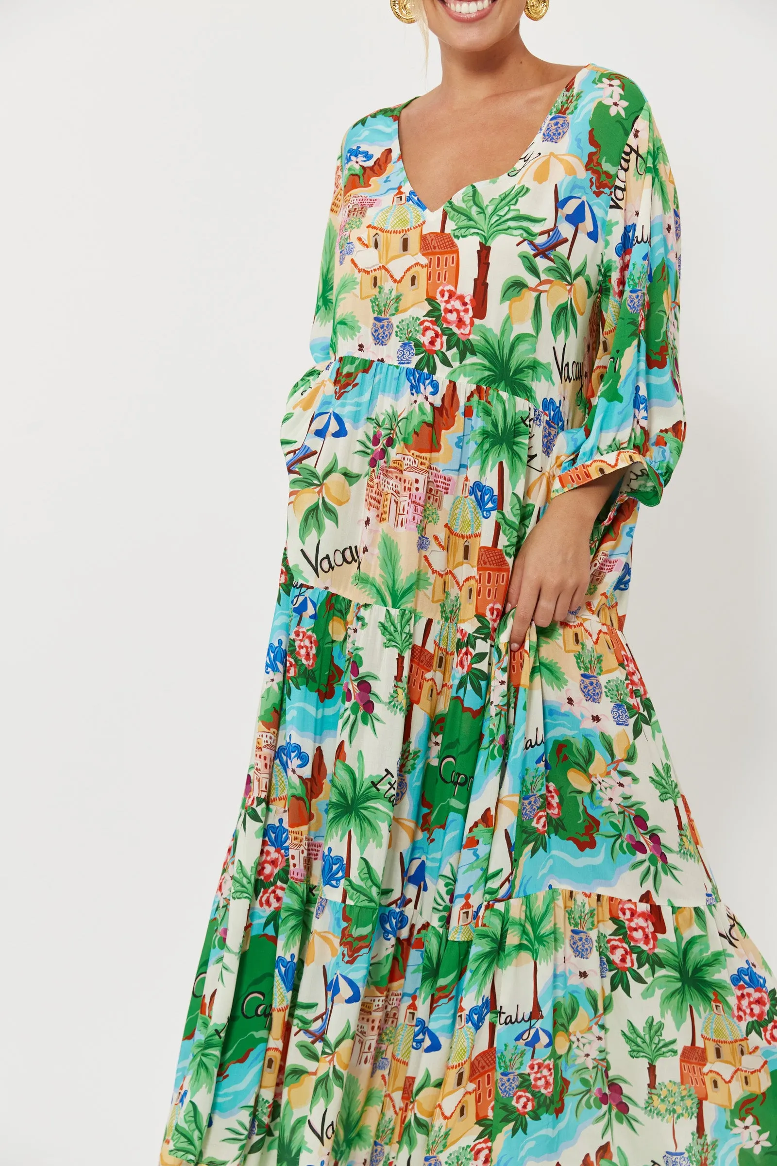 Isola Tiered Maxi Dress, Capri