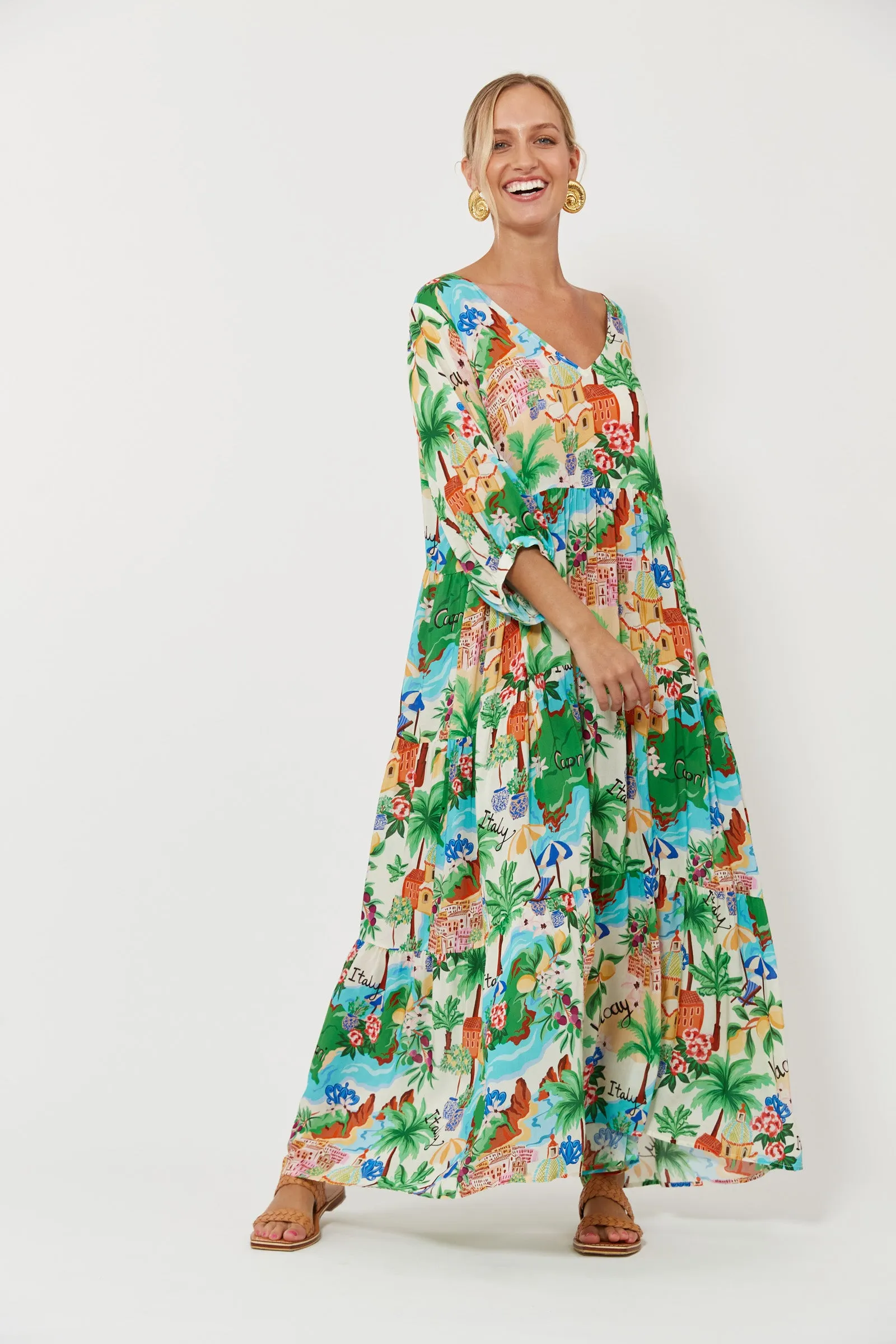 Isola Tiered Maxi Dress, Capri