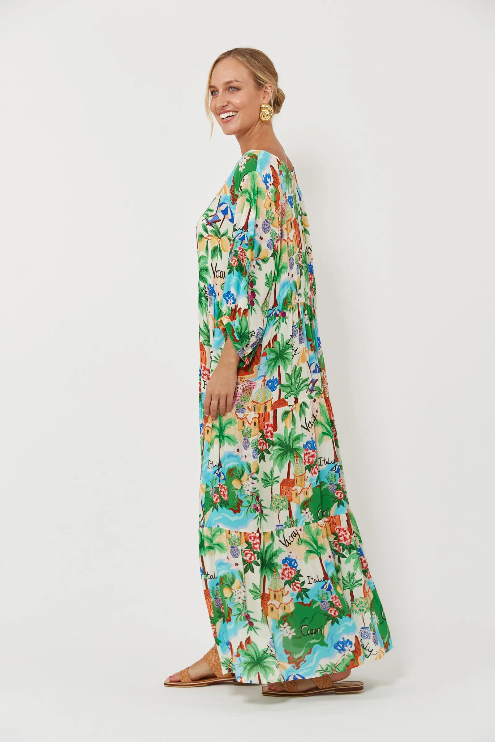 Isola Tiered Maxi Dress, Capri