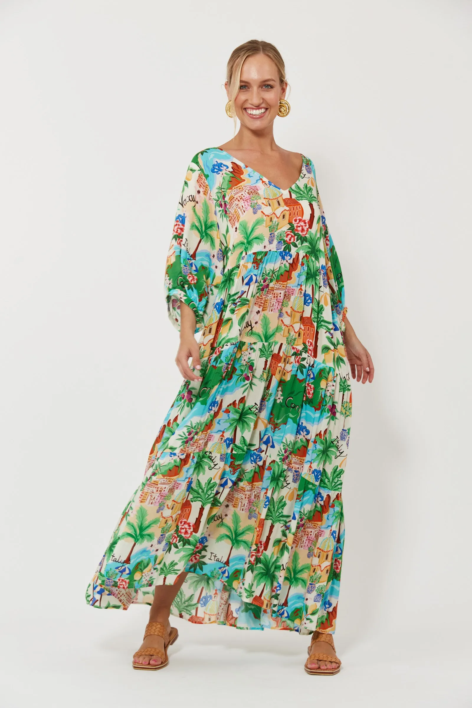 Isola Tiered Maxi Dress, Capri
