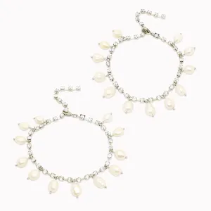 Kaia Crystal and Freshwater Pearl Anklets