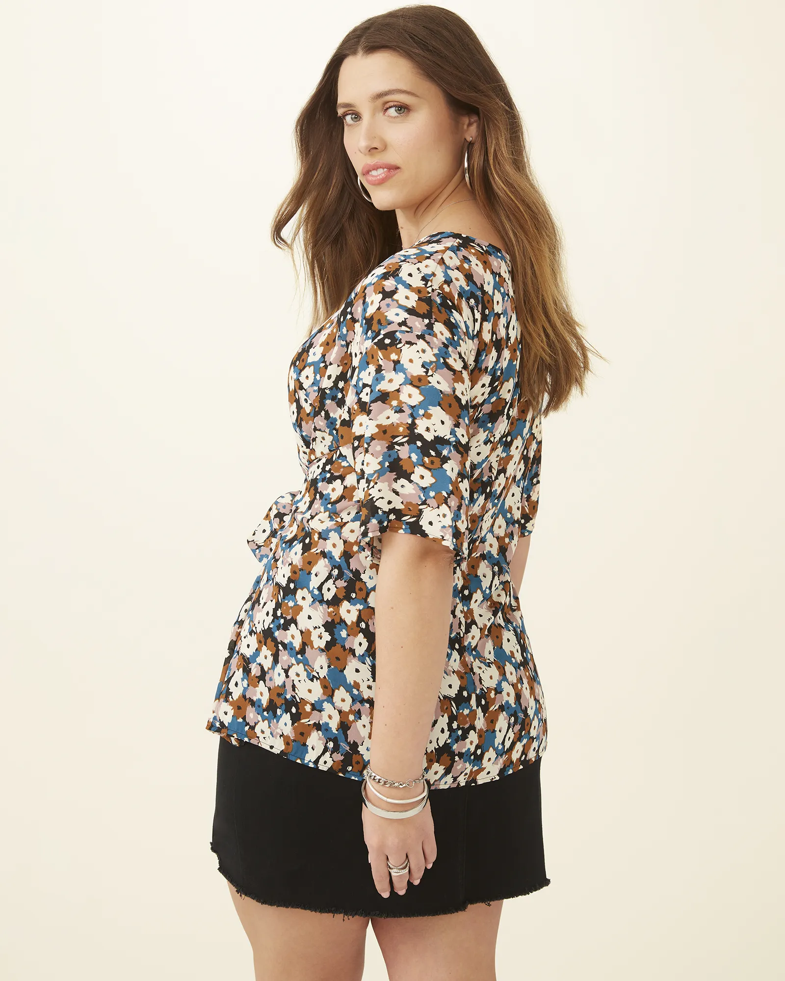 Kara Tie-Front Top | Azure Blue / Gold