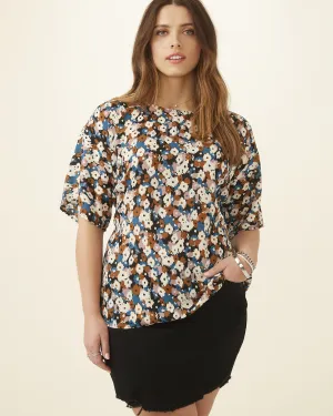 Kara Tie-Front Top | Azure Blue / Gold