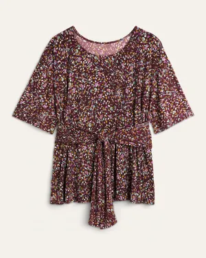 Kara Tie-Front Top | Burgundy / Pink