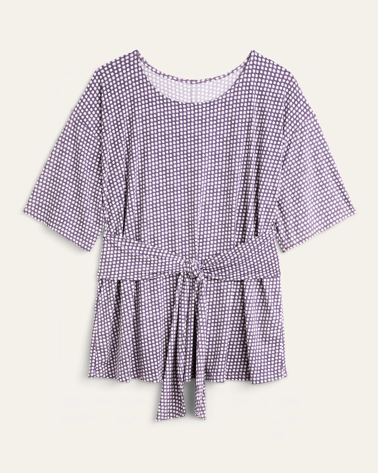 Kara Tie-Front Top | Purple / Ivory