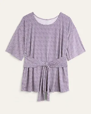 Kara Tie-Front Top | Purple / Ivory