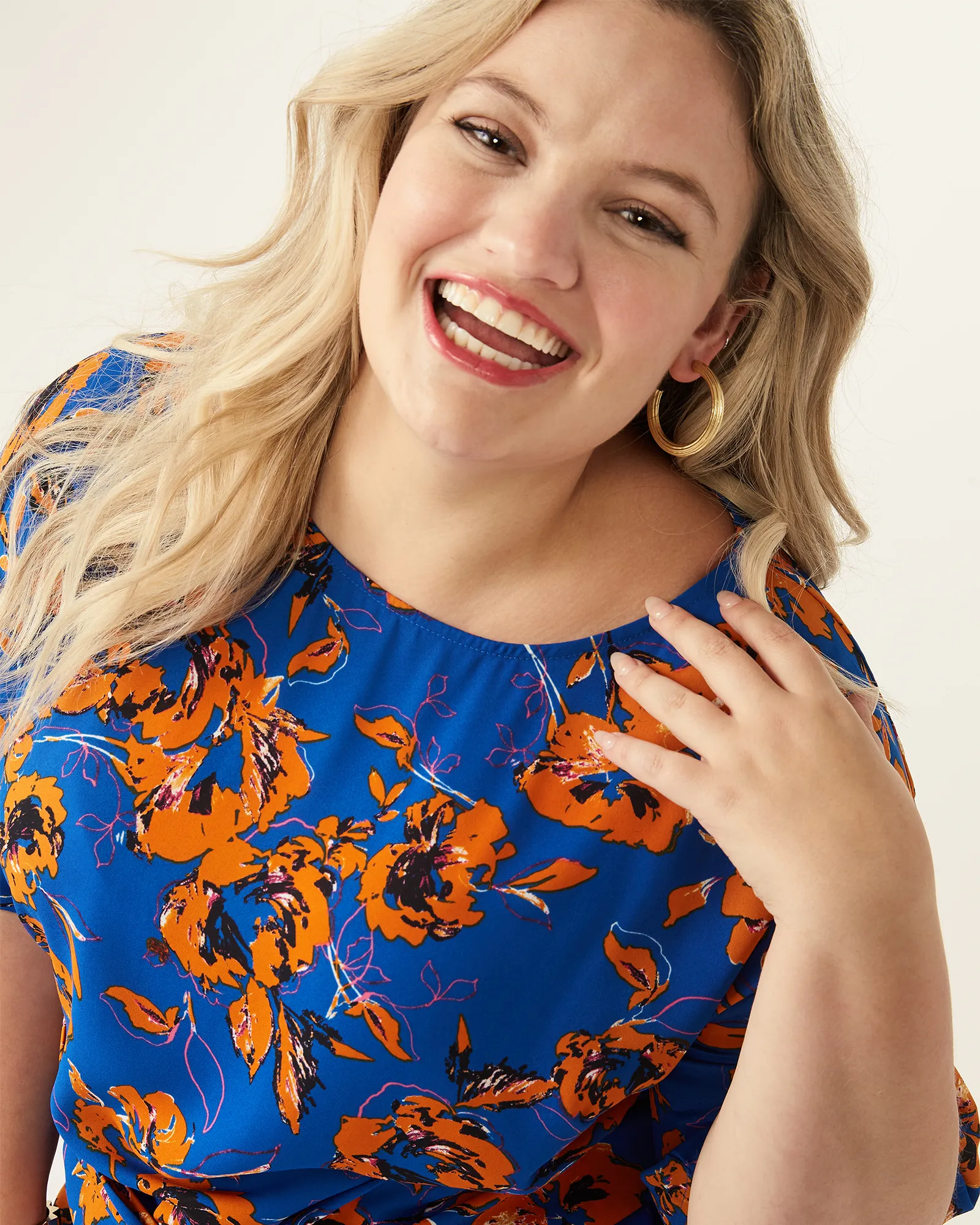 Kara Tie-Front Top | Royal Blue / Orange