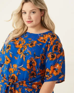 Kara Tie-Front Top | Royal Blue / Orange