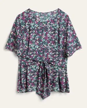Kara Tie-Front Top | Teal / Purple