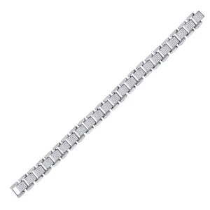 Keene Jewelers 925 Sterling Silver Unisex Micropave Cubic Zirconia Square Link Bracelet