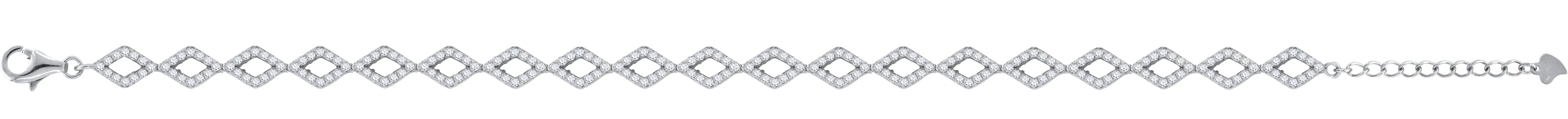 Keene Jewelers 925 Sterling Silver Women Cubic Zirconia Fancy Link Kite Adjustable Bracelet
