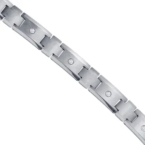 Keene Jewelers Tungsten Mens Polished & Brushed CZ Cubic Zirconia Fancy Bracelet 12mm Size 8.5 Inches