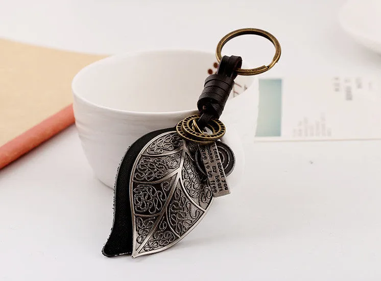 Key Chain Cute Animal Bronze Plated Genuine Leather Vintage Punk Key Chains Men And Women