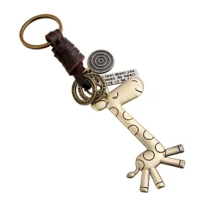 Key Chain Cute Animal Bronze Plated Genuine Leather Vintage Punk Key Chains Men And Women