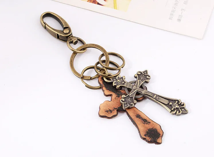 Key Chain Cute Animal Bronze Plated Genuine Leather Vintage Punk Key Chains Men And Women