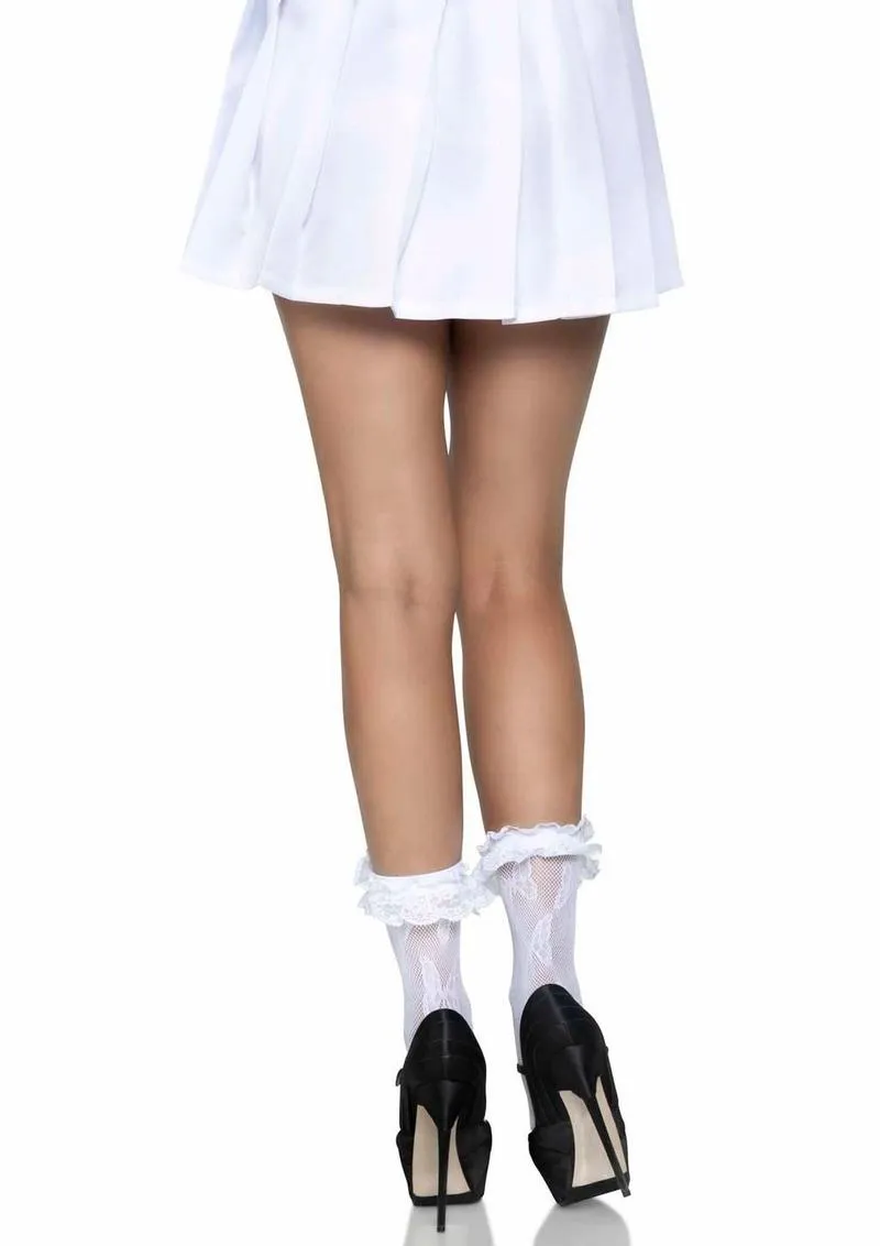 Let Avenue Lace Ruffle Butterfly Net Anklets