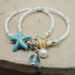 LNRRABC Silver Color Bohemia Bead Shell Anklets For Women Fashion Foot Jewelry Beach Ankle Bracelet Sandals Shoes Barefoot Gifts