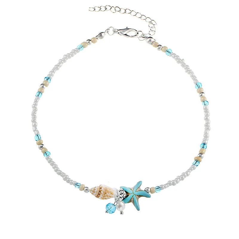 LNRRABC Silver Color Bohemia Bead Shell Anklets For Women Fashion Foot Jewelry Beach Ankle Bracelet Sandals Shoes Barefoot Gifts