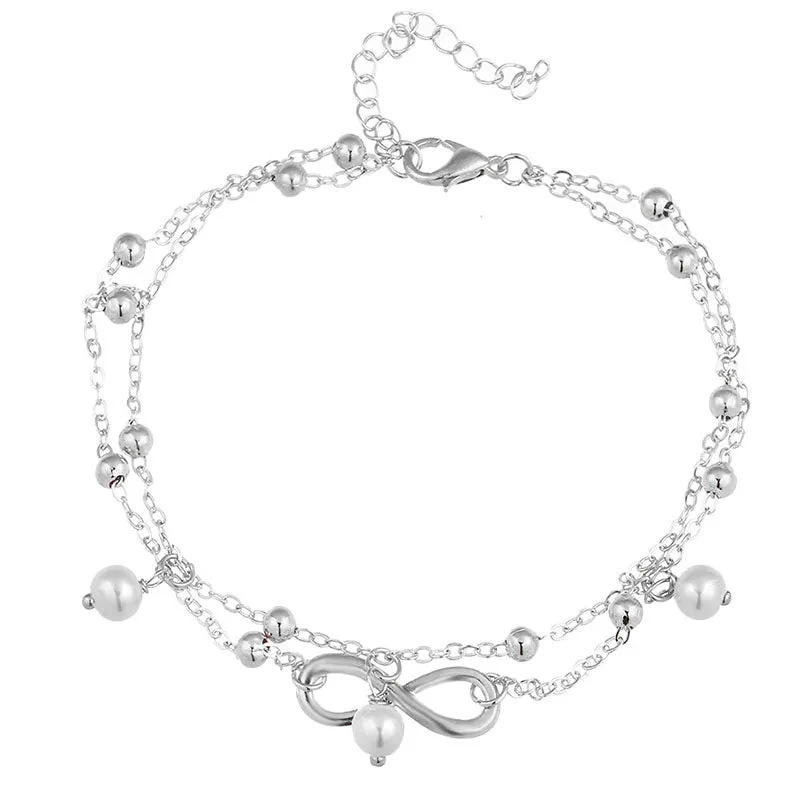 LNRRABC Silver Color Bohemia Bead Shell Anklets For Women Fashion Foot Jewelry Beach Ankle Bracelet Sandals Shoes Barefoot Gifts