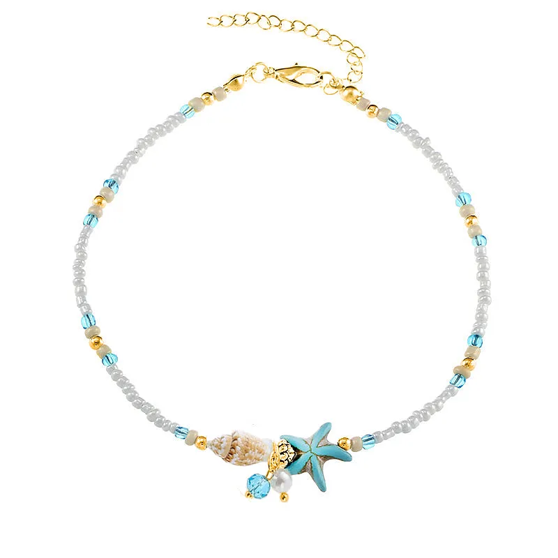 LNRRABC Silver Color Bohemia Bead Shell Anklets For Women Fashion Foot Jewelry Beach Ankle Bracelet Sandals Shoes Barefoot Gifts