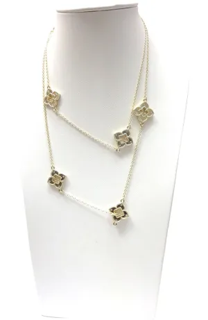 Long Chain with Large Clover Stations Necklace