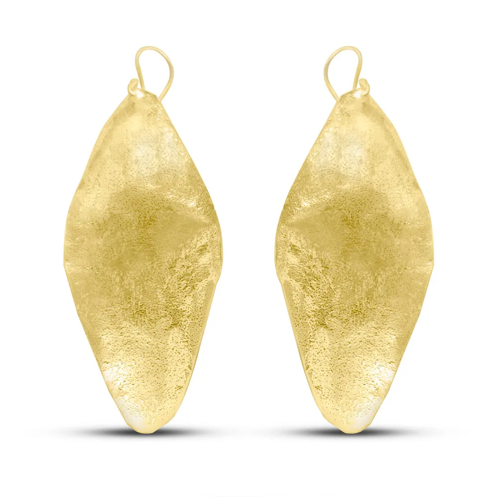 Long Gold Plated Fulani Leaf Drop Earrings