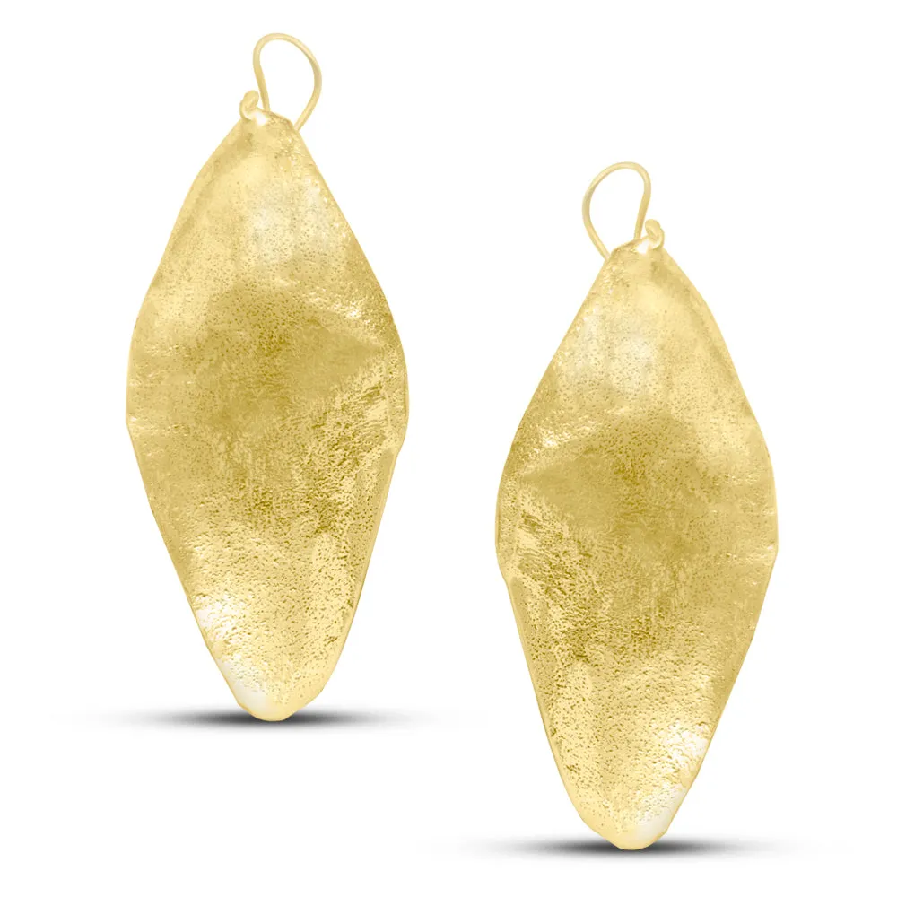 Long Gold Plated Fulani Leaf Drop Earrings