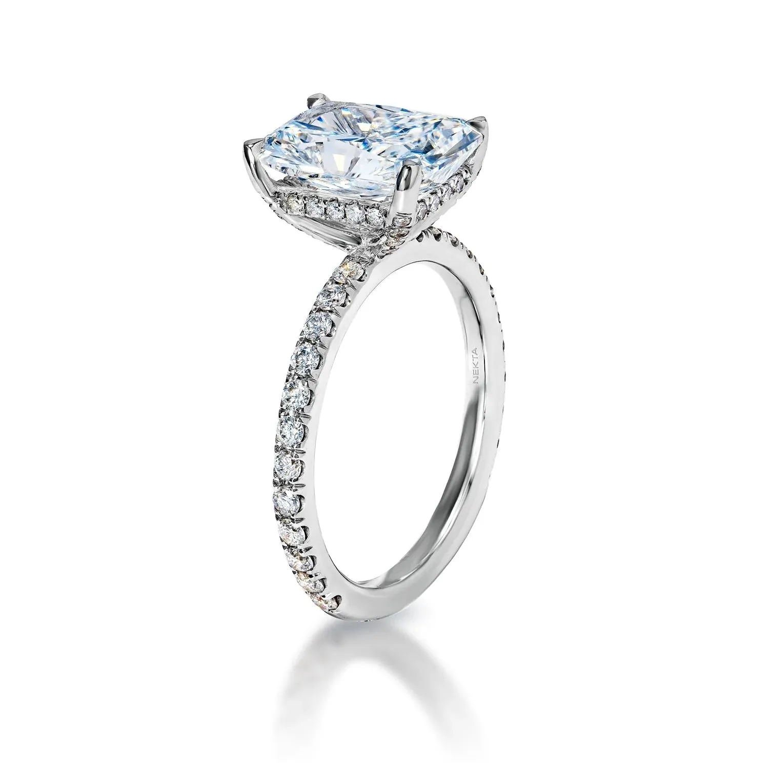 LORENA 4 Carat F VS1 Radiant Cut Lab Grown Diamond Engagement Ring. IGI Certified