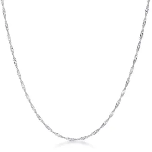 LOVCIA Elegant 18 Inch Silver Twisted Necklace Chain