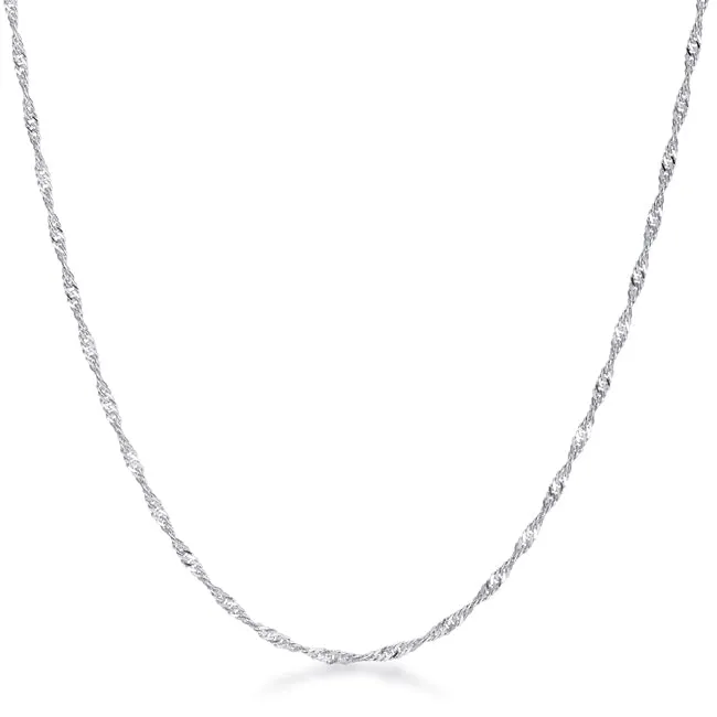 LOVCIA Elegant 18 Inch Silver Twisted Necklace Chain