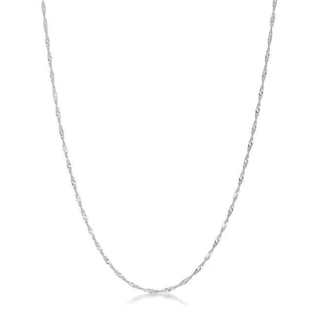 LOVCIA Elegant 18 Inch Silver Twisted Necklace Chain