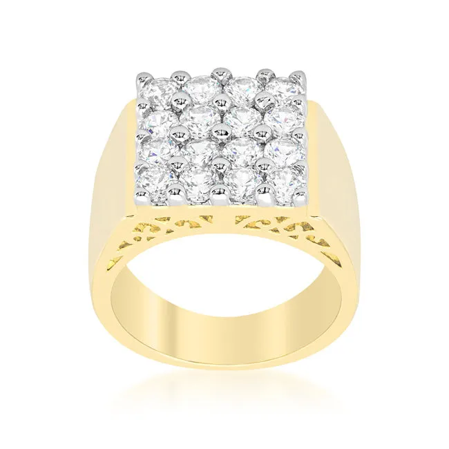 LOVCIA Radiant Cubic Zirconia Men's Square Ring