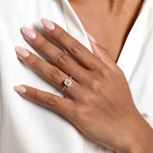 LUMEN | Radiant Halo Yellow Diamond Set in 18ct Gold 0.85ct