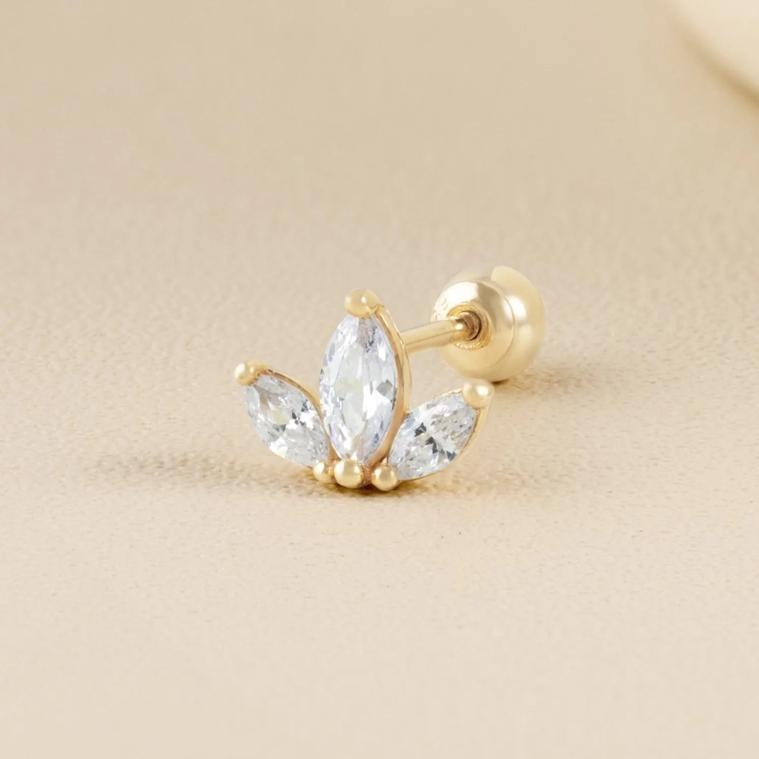 Luna Piercing in Yellow Gold with Cubic Zirconia