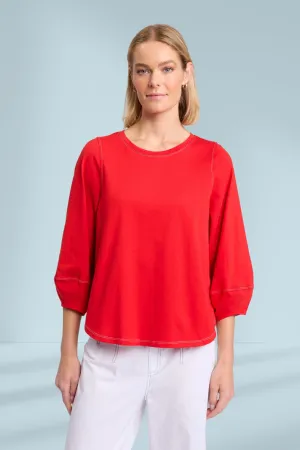 Marco Polo Lantern Sleeve Tee Poppy