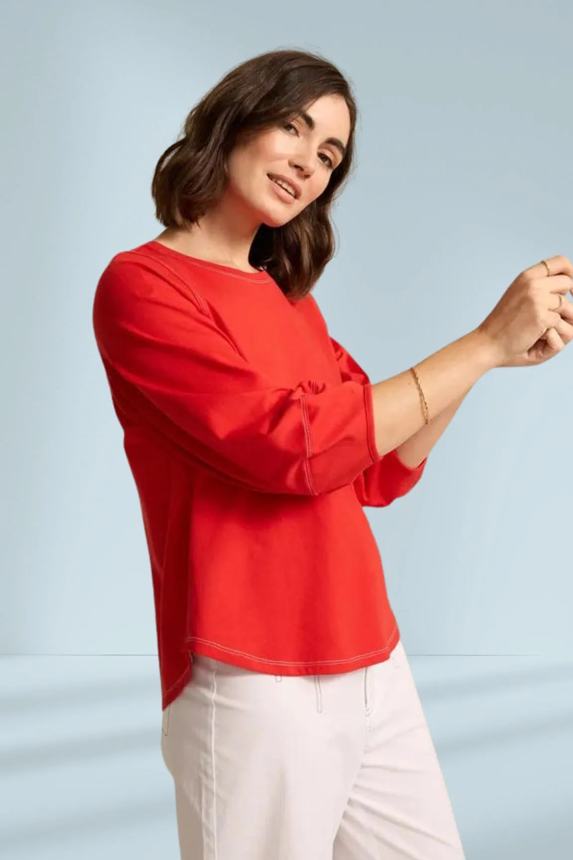 Marco Polo Lantern Sleeve Tee Poppy